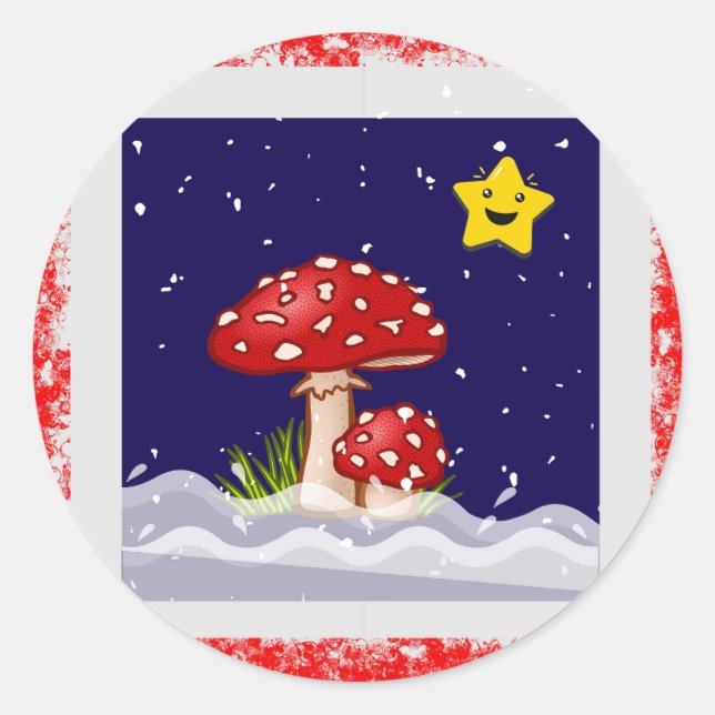 Weihnachtspilze Runder Aufkleber (Vorderseite)