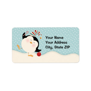 WeihnachtsPinguin-Adressen-Etikett Adressaufkleber