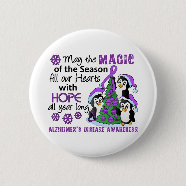 WeihnachtsPinguin-Alzheimerkrankheit Button (Vorderseite)