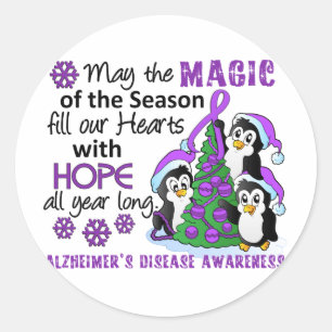 WeihnachtsPinguin-Alzheimerkrankheit Runder Aufkleber