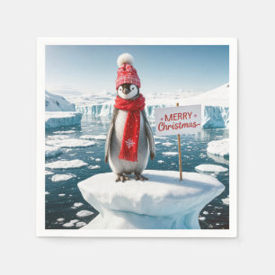 Weihnachtspinguin auf einem Eisberg Serviette