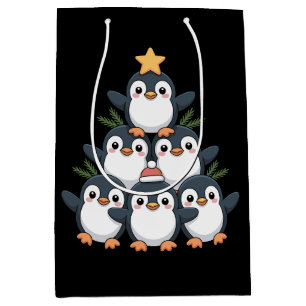 Weihnachtspinguin-Baum-Stern-Weihnachtsmann-Hut-Sc Mittlere Geschenktüte