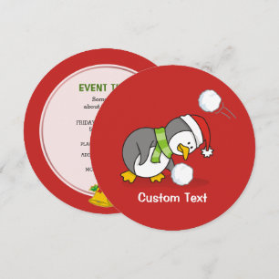 Weihnachtspinguin bekommt eine Schneeball Einladung