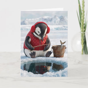 Weihnachtspinguin Eisangeln auf einem arktischen G Karte