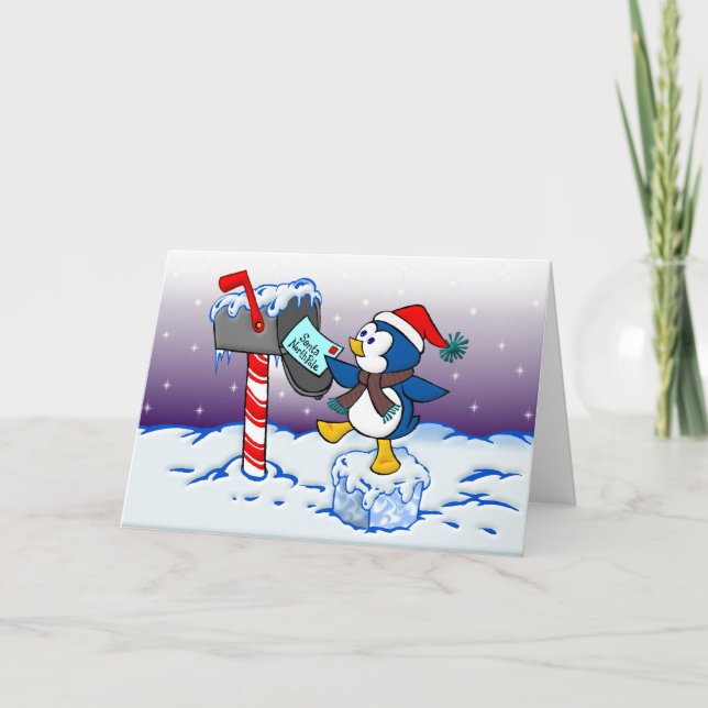 WeihnachtsPinguin Feiertagskarte (Vorderseite)