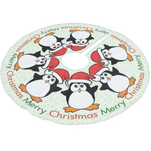 WeihnachtsPinguin-frohe Weihnachten Polyester Weihnachtsbaumdecke