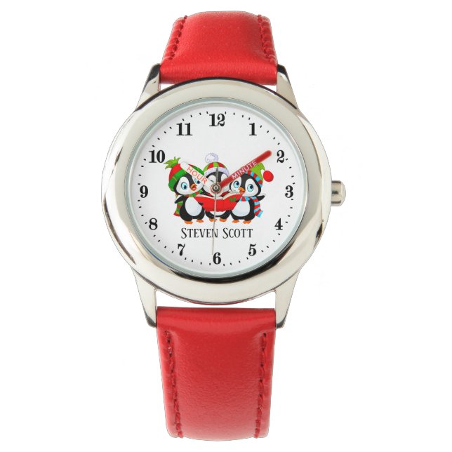 Weihnachtspinguin geben Kindern Namen Armbanduhr (Vorderseite)