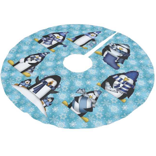 Weihnachtspinguin Holiday Baum Rock Polyester Weihnachtsbaumdecke (Schrägansicht)