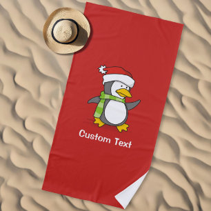 Weihnachtspinguin im Schnee Strandtuch