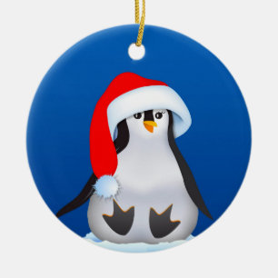 Weihnachtspinguin Keramik Ornament