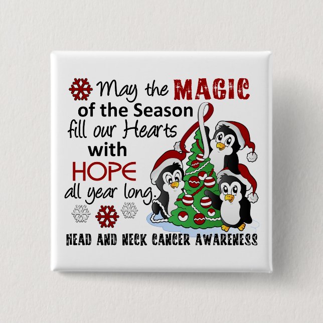 WeihnachtsPinguin-Kopf-Hals-Karzinom Button (Vorderseite)