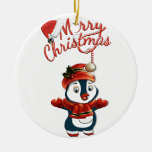 WeihnachtsPinguin-Kreis-Verzierung Keramikornament