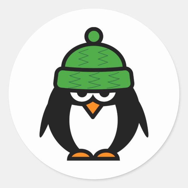Weihnachtspinguin mit Cartoon-Aufklebern im Winter Runder Aufkleber (Vorderseite)