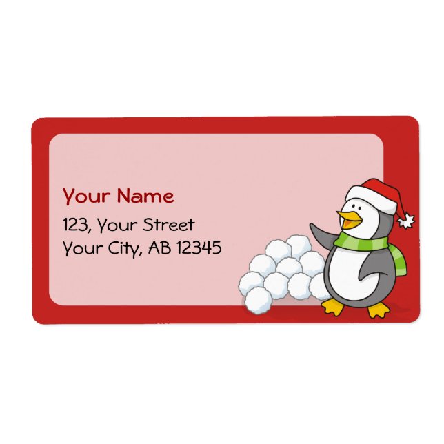 Weihnachtspinguin mit Schneebälle schwingen (Vorne)