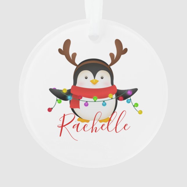 Weihnachtspinguin personalisiert ornament (Rückseite)