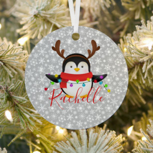 Weihnachtspinguin personalisiert ornament aus metall