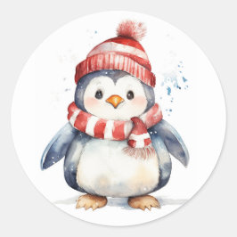 Weihnachtspinguin Runder Aufkleber