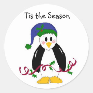 Weihnachtspinguin Runder Aufkleber