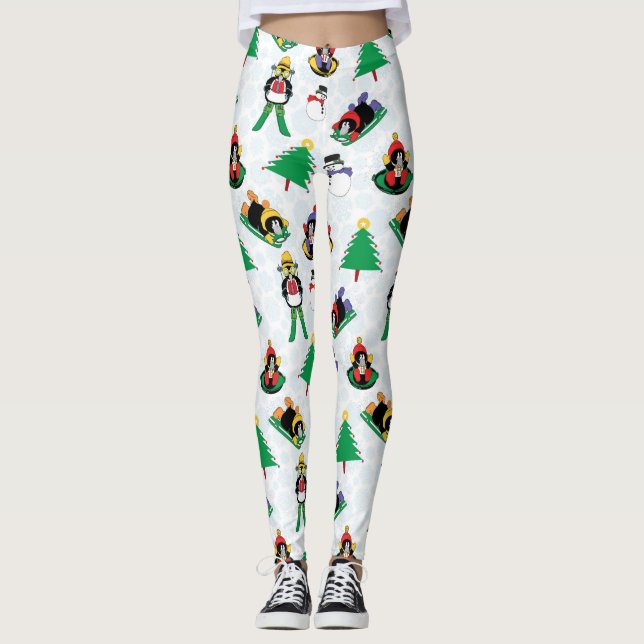 Weihnachtspinguin Ski Leggings (Vorderseite)
