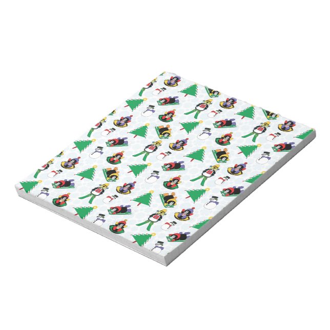 Weihnachtspinguin Ski Notizblock (Rotiert)