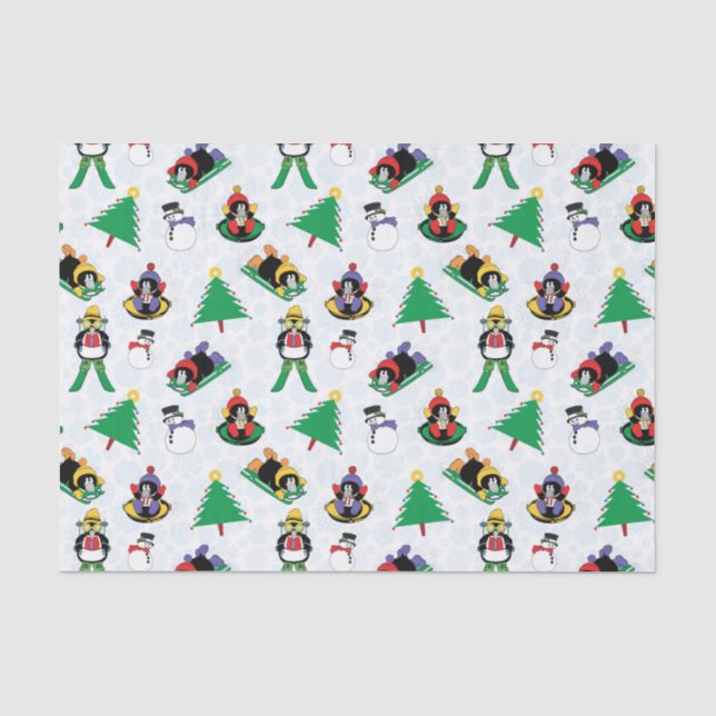 Weihnachtspinguin Ski Seidenpapier (Vorderseite)