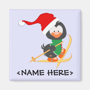 WeihnachtsPinguin-Skifahren Magnet