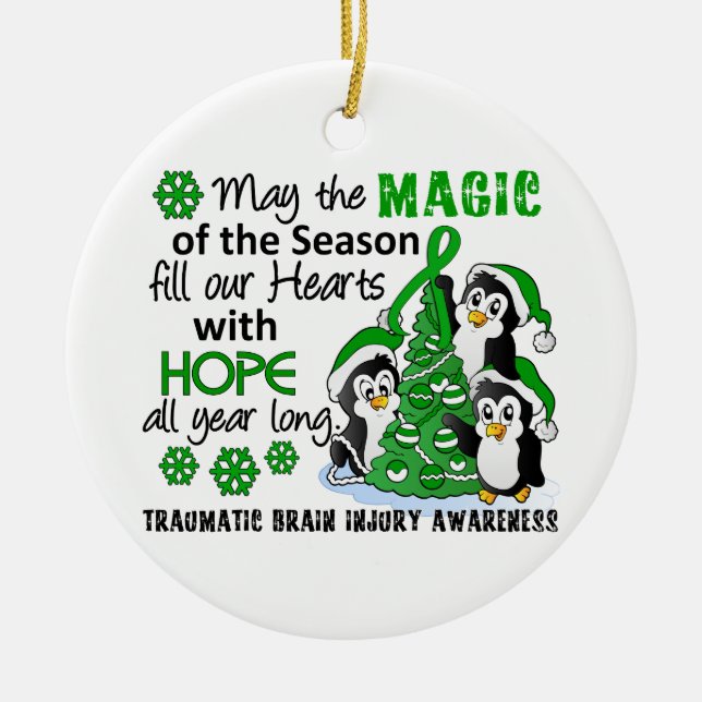 WeihnachtsPinguin-traumatische Hirnverletzung TBI Keramik Ornament (Vorne)