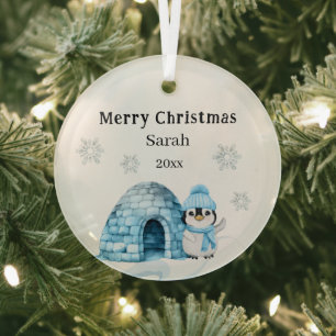 Weihnachtspinguin Winter Kind Ornament Aus Glas