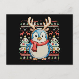 Weihnachtspinguin Xmas hässlicher Pullover Schnee Feiertagspostkarte