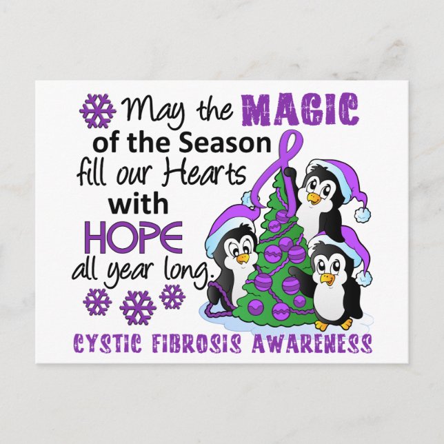 WeihnachtsPinguin-zystische Fibrose Feiertagspostkarte (Vorderseite)