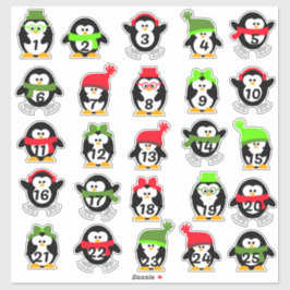 Weihnachtspinguine Adventskalender Aufkleber