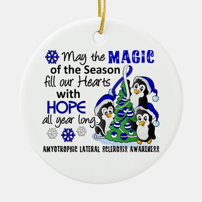 WeihnachtsPinguine ALS Lou Gehrig's Disease Keramik Ornament (Vorne)