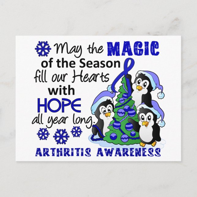 Weihnachtspinguine Arthritis Feiertagspostkarte (Vorderseite)