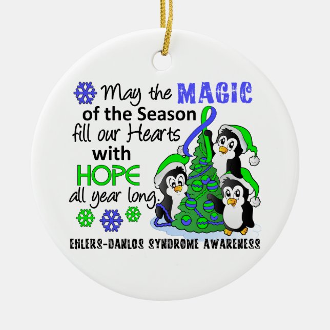 WeihnachtsPinguine Ehlers Danlos Syndrom EDS Keramikornament (Vorne)