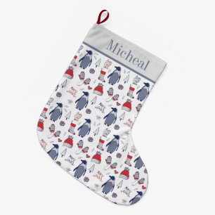Weihnachtspinguine Hats Gloves Pattern Großer Weihnachtsstrumpf