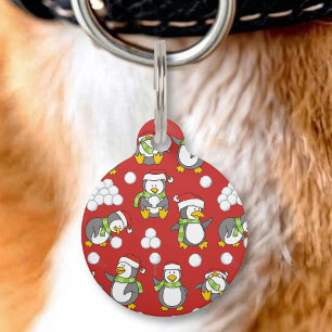Weihnachtspinguine Hintergrund Haustiermarke