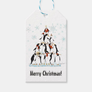 Weihnachtspinguine Muster mit Schneeflocken Geschenkanhänger