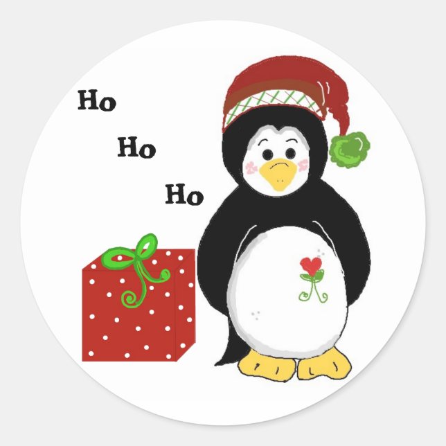 Weihnachtspinguine Runder Aufkleber (Vorderseite)