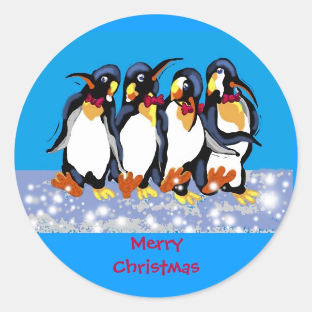 Weihnachtspinguine Runder Aufkleber (Vorderseite)