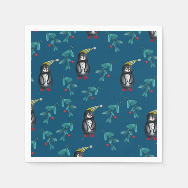 Weihnachtspinguine Serviette (Vorderseite)