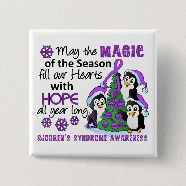 WeihnachtsPinguine Sjogrens Syndrom Button (Vorderseite)