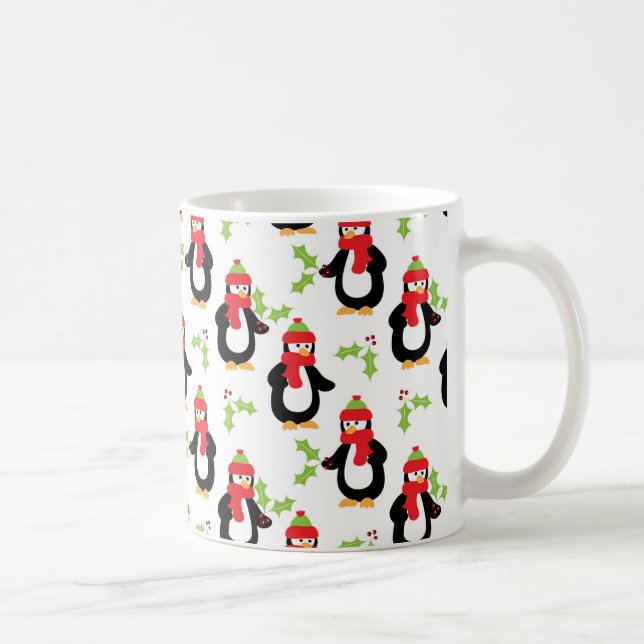 Weihnachtspinguine und Holly-Tasse Kaffeetasse (Rechts)
