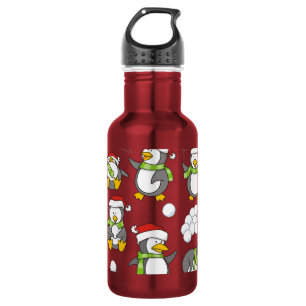 Weihnachtspinguinhintergrund Edelstahlflasche