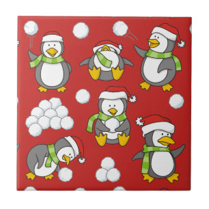 Weihnachtspinguinhintergrund Fliese