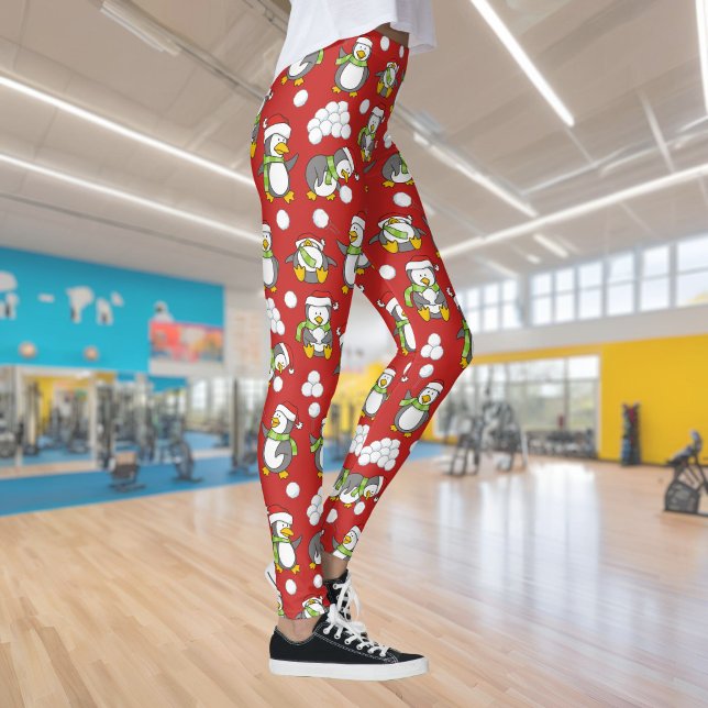 Weihnachtspinguinhintergrund Leggings (Von Creator hochgeladen)