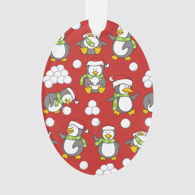 Weihnachtspinguinhintergrund Ornament (Vorderseite)