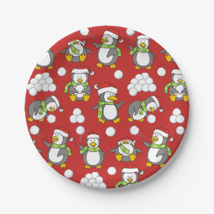 Weihnachtspinguinhintergrund Pappteller