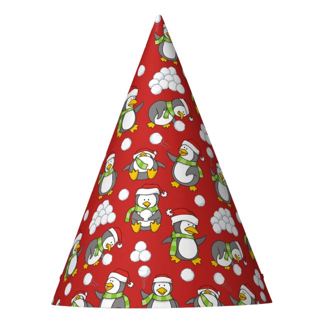 Weihnachtspinguinhintergrund Partyhütchen (Vorderseite)