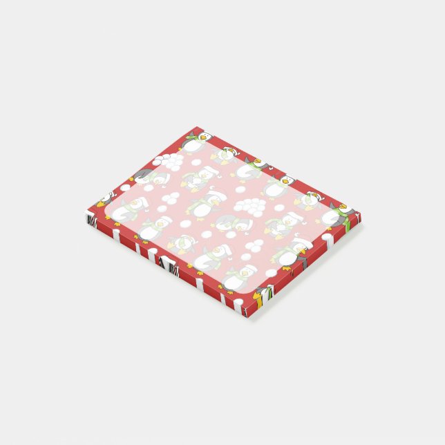 Weihnachtspinguinhintergrund Post-it Klebezettel (angewinkelt)