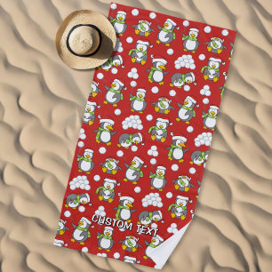 Weihnachtspinguinhintergrund Strandtuch